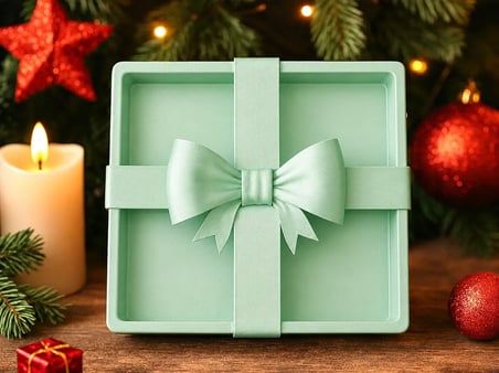 3D Baskı Fiyonklu Hediye Kutusu - Dekoratif Sunum ve Saklama Kutusu-Mint