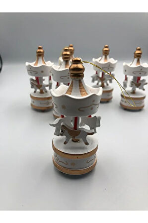 6lı Set Atlı Karınca Mini Beyaz Nostaljik El Yapımı Hediyelik Süs Yılbaşı Hediyeliği Özel Gün