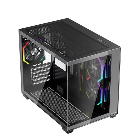 1ST PLAYER BV6 SİYAH ACK 650W 80+ BRONZE ARGB 3X12CM FAN PANORAMİK TEMPERLİ CAM USB 3.0 M-ATX KASA