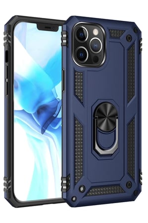 Apple iPhone 12 Pro Max Kılıf Sofya Yüzüklü Silikon Kapak - Lacivert