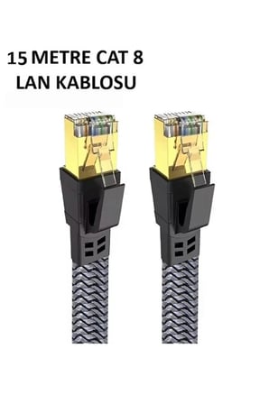 Cat 8 LAN Kablosu –Ethernet Kablosu Örgü Kaplama, Yüksek Hızlı (15 METRE)