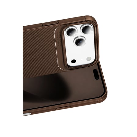 Apple İphone 18 Pro Max Auto Focus Karbon Kapak - Kahverengi