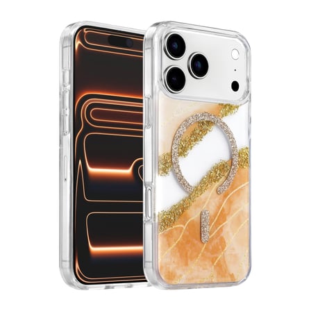 Onegif Apple İphone 17 Pro Lotus Simli Magsafe Kapak - Turuncu