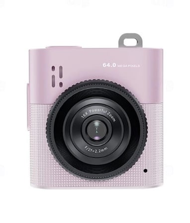 Mini Dijital Kamera 64MP 16x Digital Zoom Retro Vintage 1.4’’Ekranlı Video Kamera Taşınabilir Tasarım Pembe