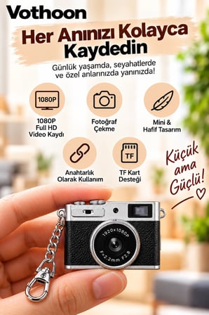 Mini Retro Dijital Kamera 1080P Full HD Fotoğraf & Video Çekimi LCD Ekran Mini Kamera TF Kart Destekli
