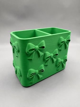 3D Baskı Fiyonk Desenli Bölmeli Kalemlik - Masaüstü Organizer - Yeşil