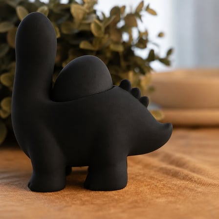 3D Baskı Dinozor Yumurtalık - Sevimli Eggosaurus Yumurta Tutucu-Siyah