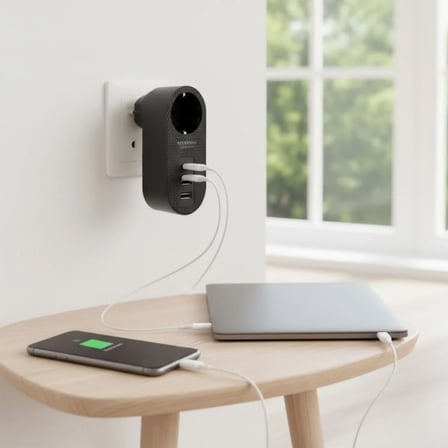 2 USB,1 TYPE-C Girişli 1'li Çocuk Korumalı,Isıya Karşı Dayanıklı 2500Watt Termal Akım Korumalı Priz