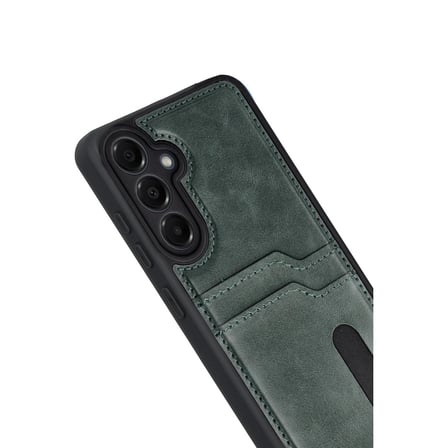 Samsung Galaxy A17 5g Sara Kartvizitli Deri Kılıf - Yeşil