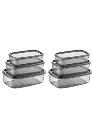 Oval 6 Parça Hava Almaz Sızdırmaz Saklama Kabı Seti Füme 2X(300/500/800 Ml)
