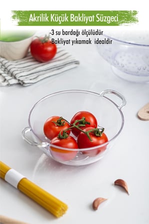 Akrilik Şeffaf Mini Pirinç Süzgeçi & Bakliyat Süzgeçi (3 Su Bardağı Ölçülü)
