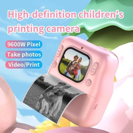 Dijital Fotoğraf Çıkaran Video Kaydedici Taşınabilir Anında Baskı Çıkaran Çocuk Kamerası Pembe