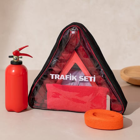 Oto Trafik ve İlk Yardım Seti - 1 kg Yangın Tüpü, Reflektörlü
