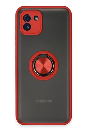 Samsung Galaxy A03 Kılıf Montreal Yüzüklü Silikon Kapak - Kırmızı