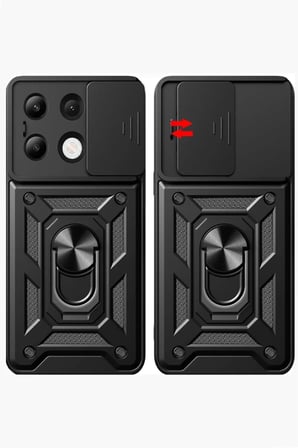 Xiaomi Redmi Note 13 4G Kılıf Pars Lens Yüzüklü Silikon - Kırmızı