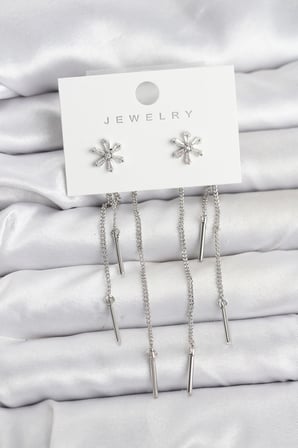 Çiçek Model Gümüş Pirinç Sallantılı Kadın Küpe