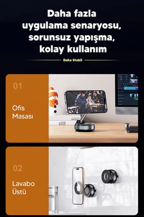 Vakumlu Araç İçi Telefon Tutucu - Güçlü Manyetik MagSafe Uyumlu