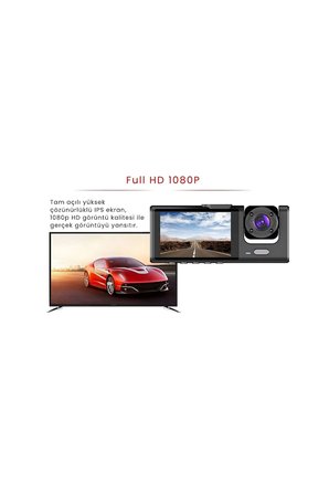 Akıllı Full HD 3 Kameralı Araç İçi Güvenlik Kamerası Ön-Arka-İç Kayıt, Park Modu
