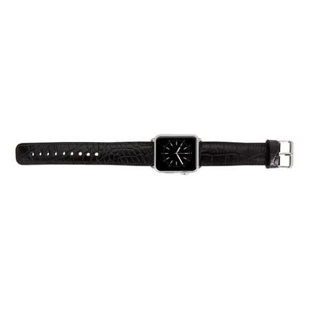 Apple Watch Uyumlu Deri Kordon 42-44-45mm Kroko Siyah