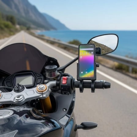 Evrensel Motosiklet Telefon Tutucu – Kaymaz, Kilitlenebilir Güvenli Tutuşlu, 360° Ayarlanabilir Gido