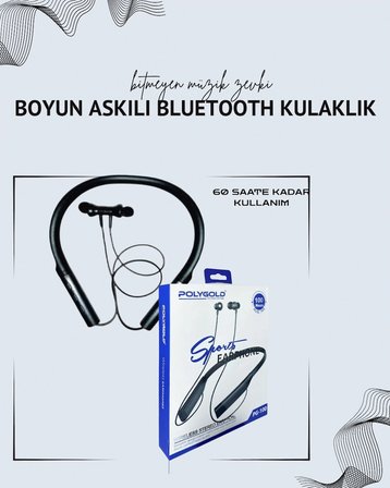 Polygold PG-100 Boyun Askılı Kablosuz Kulaklık – 200 Saat Bekleme Süresi, Stereo Ses, Mikrofonlu