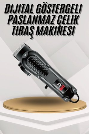 Dijital Profesyonel Kablosuz Saç Sakal Tıraş Makinası Sessiz Paslanmaz Çelik