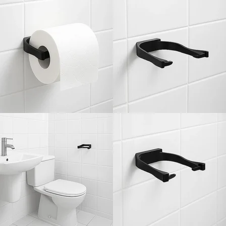Modern Siyah Tuvalet Kağıtlığı Duvar Tipi Minimal Tasarım Peçetelik