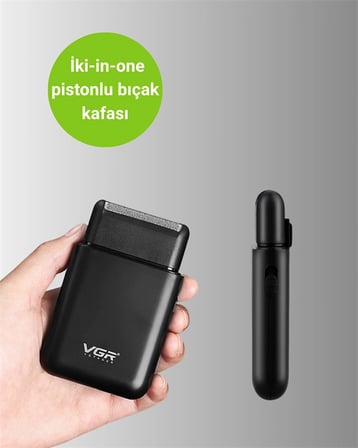 USB Şarjlı Traş Makinesi – Piston + Ağ Başlık, 600 mAh Batarya