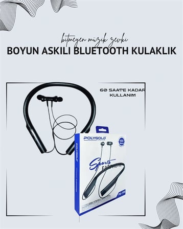 Polygold PG-100 Boyun Askılı Kablosuz Kulaklık – 200 Saat Bekleme Süresi, Stereo Ses, Mikrofonlu