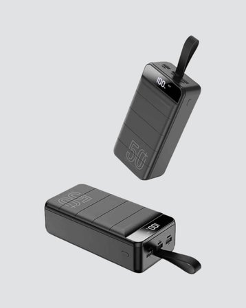 50.000 mAh Ultra Güçlü Powerbank 4 USB Çıkışlı, LED Dijital Göstergeli, Hızlı Şarj Destekli Taşınabi