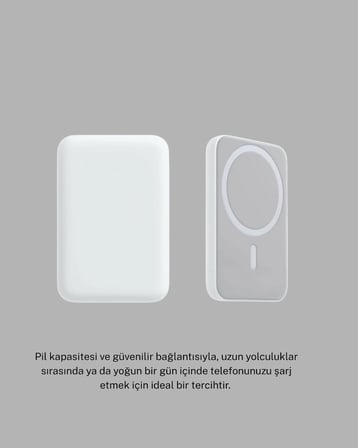 MagSafe Uyumlu Kablosuz Batarya – 27W Hızlı Şarj Destekli Kompakt Güç Bankası