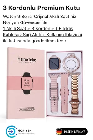 Yeni Nesil 3 Kordonlu Kadın Akıllı Saat Spor Ve Sağlık Sensörlü Watch 9 Series Tasarım Saat Pembe