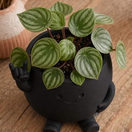3D Baskı Smiley Face Planter - Gülümseyen Karakterli Saksı-Siyah