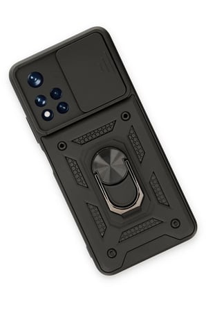 Xiaomi Redmi Note 11T Kılıf Pars Lens Yüzüklü Silikon - Siyah