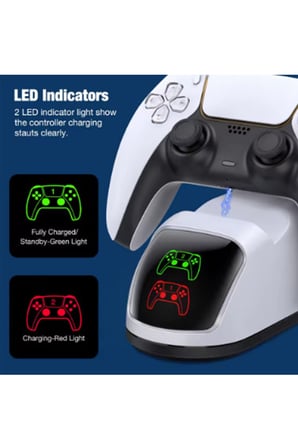 PS5 DualSense Uyumlu Çiftli Şarj İstasyonu Hızlı Şarj Standı LED Şarj Göstergeli