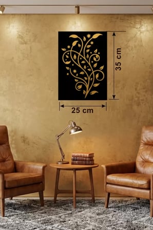 Sarmaşık Dalı Tasarım Ahşap Duvar Tablosu - 25x35 cm Lazer Kesim Dekoratif Pano