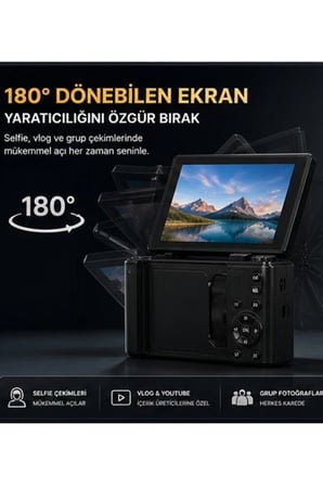 5K 75MP HD Dijital Kamera 18X Dijital Zoom, Flaşlı,3.0 inç Ekranlı Fotoğraf Makinesi