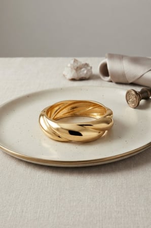 Gold Renk Pirinç Sarmal Model Vintage Kalın Kelepçe Bilezik