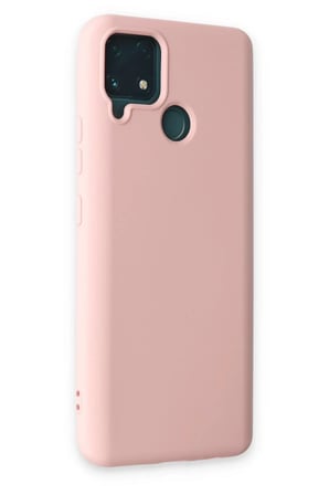 Realme C15 Kılıf Nano içi Kadife Silikon - Pudra