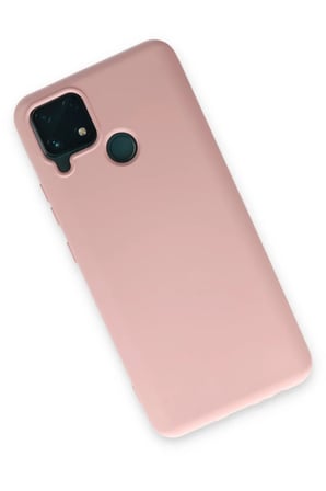 Realme C15 Kılıf Nano içi Kadife Silikon - Pudra
