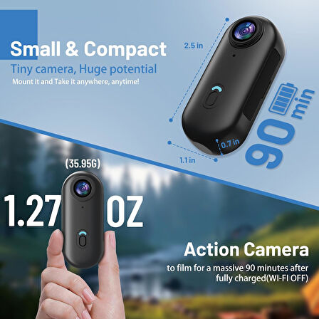 1080P Mini Vücut Aksiyon Kamerası Wifi Kask-Motosiklet-Gidon-Araç Uyumludur 