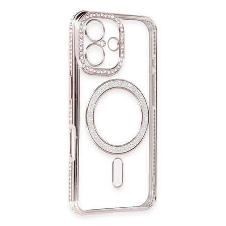 Apple İphone 16 Kılıf Joke Simli Magneticsafe Kılıf - Pembe
