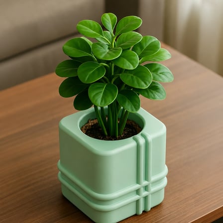 3D Baskı Square Planter - Izgara Desenli Küp Saksı-Mint