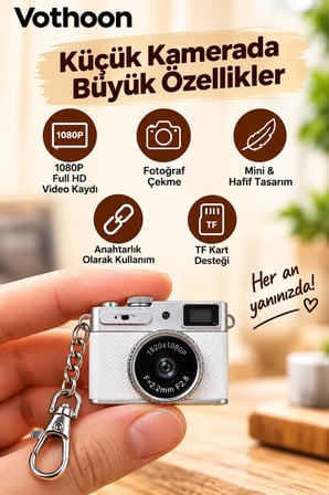 Mini Retro Dijital Kamera 1080P Full HD Fotoğraf & Video Çekimi LCD Ekran Mini Kamera TF Kart Destekli