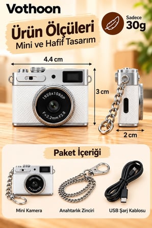 Mini Retro Dijital Kamera 1080P Full HD Fotoğraf & Video Çekimi LCD Ekran Mini Kamera TF Kart Destekli