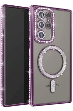 Samsung Galaxy S23 Ultra Joke Simli Magneticsafe Kılıf - Derin Mor