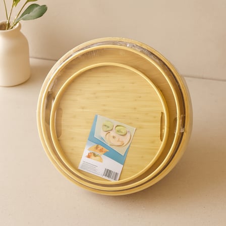 Bambu Ahşap Yuvarlak Tepsi