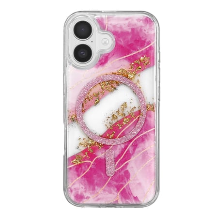 Onegif Apple İphone 17 Lotus Simli Magsafe Kapak - Pembe