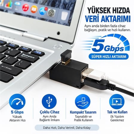 PM-38399 3 Portlu USB 3.0 Çoklu Dönüştürücü Hub Çoklayıcı