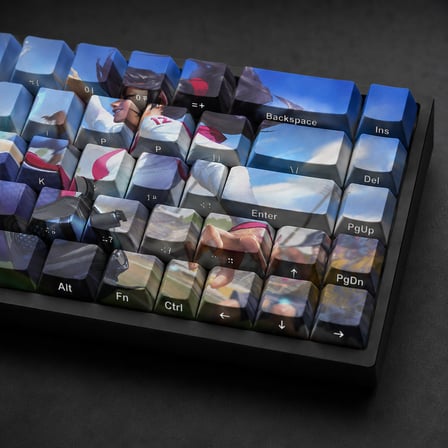 Özel LoL All-Star Akali 68 Tuş PBT Cherry Profil Boya Süblimasyon Yan Baskılı Mekanik Klavye Keycaps Seti